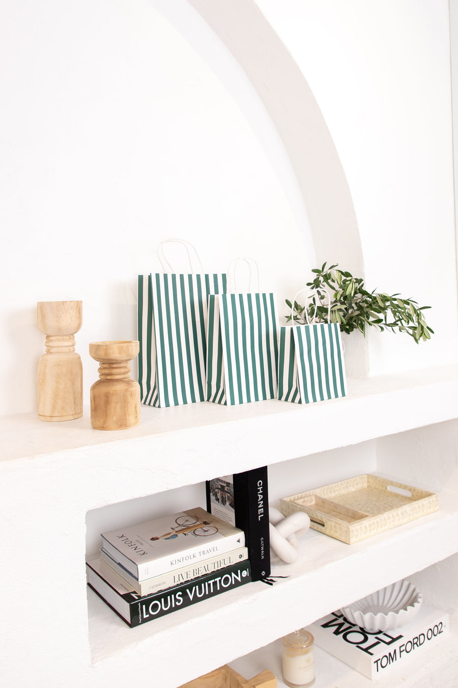 Cafe Stripe Kraft Bags