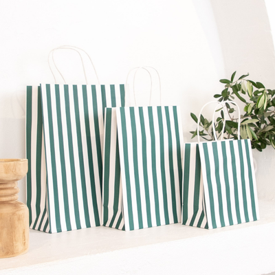 Cafe Stripe Kraft Bags