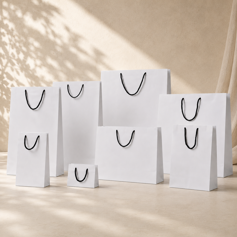 White Deluxe Kraft Carry Bags
