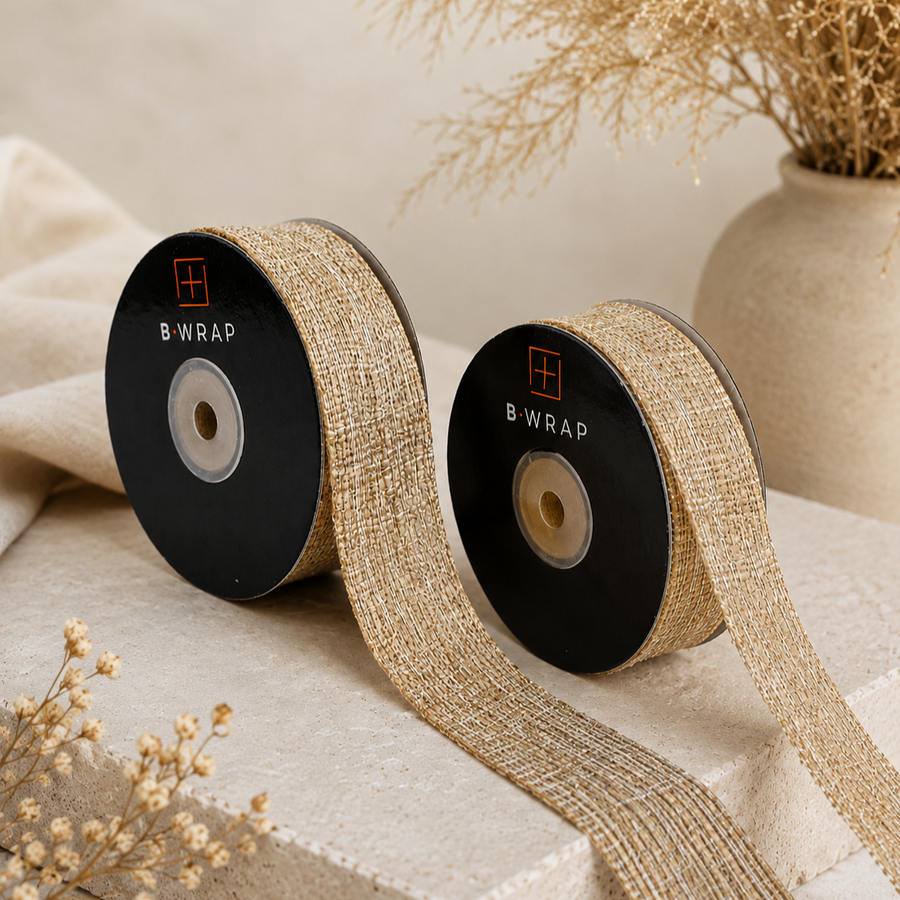 Woven Cut Edge Natural Gold Ribbon