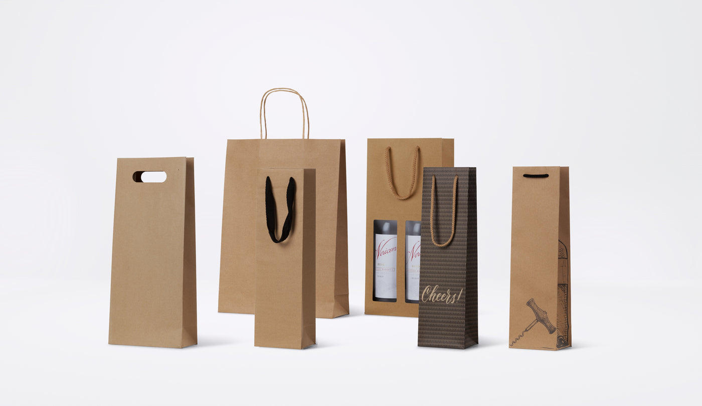 Christmas Wine Kraft Carry Bags