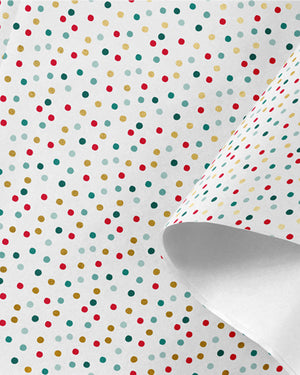 Polka Dots Green Red Gold on White Tissue