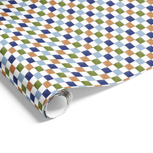 Mosaic Squares on Matte Blue Green