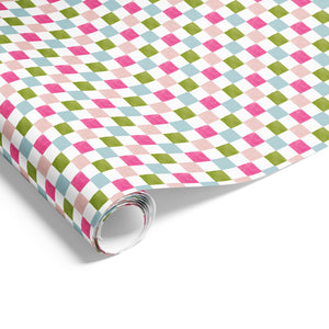 Mosaic Squares on Matte Green Pink