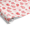 Xmas Watercolour Baubles Wrap Red Beige