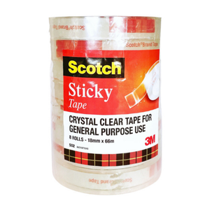 Scotch Tape - Pack of 8 - 18mm x 66mtr Clear Tape