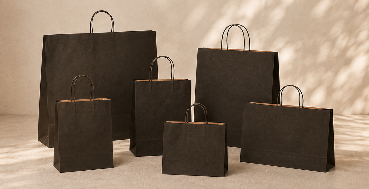 Black on Brown Kraft Carry Bags