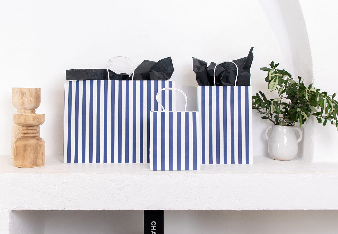 Cafe Stripe Kraft Bags