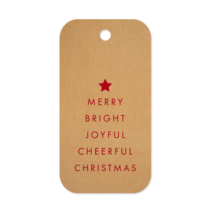 Gift Tags Xmas Cheer Red on Kraft - 20/pack