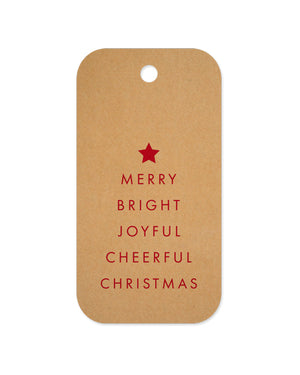 Gift Tags Xmas Cheer Red on Kraft - 20/pack