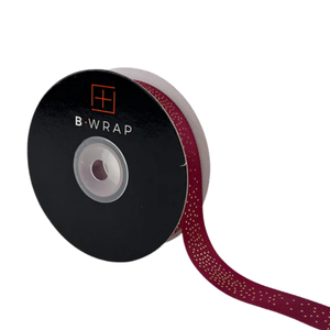 Grosgrain Gold Dots Burgundy 20mm X 20mtrs