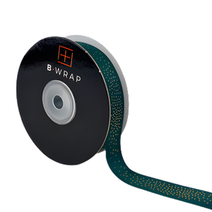 Grosgrain Gold Dots Hunter Green 20mm X 20mtrs