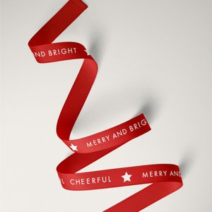 10mm Xmas Cheer Grosgrain White on Red