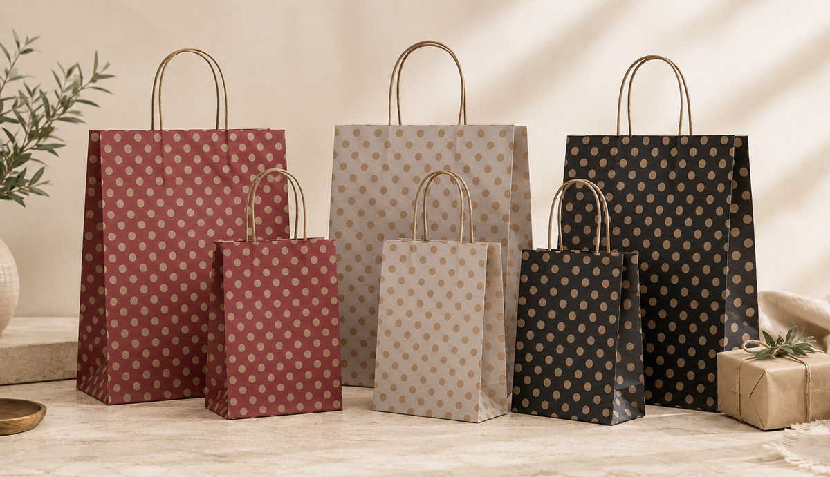 Printed Spot Kraft Carry Bags