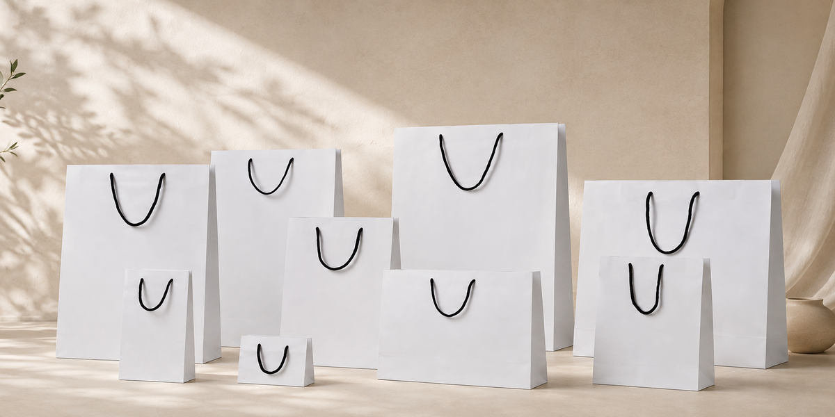 White Deluxe Kraft Carry Bags
