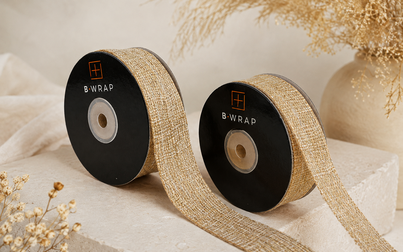 Woven Cut Edge Natural Gold Ribbon